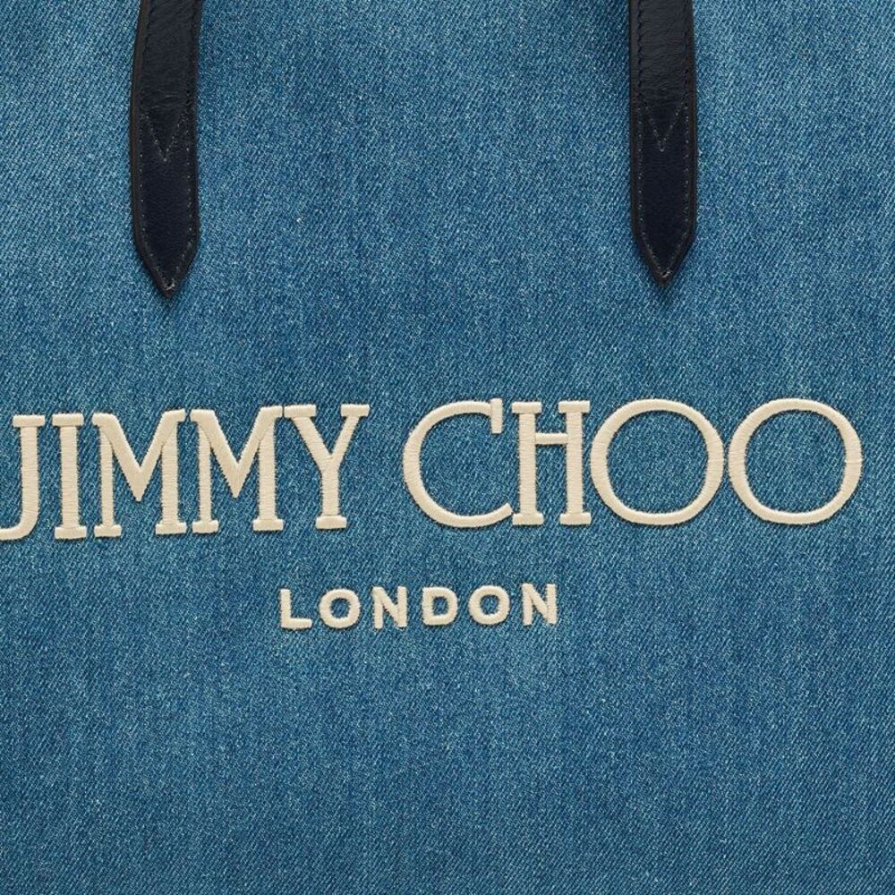 Jimmy Choo Logo Blue Denim And Leather Shopper Tote - Picture 5 of 7